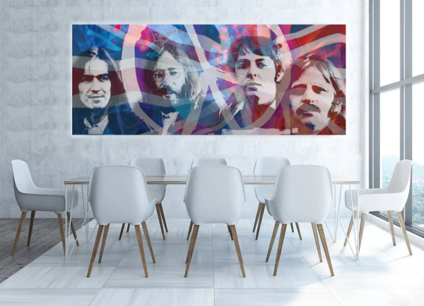 Beatles Fan Mixed Media Union Jack Custom Large Canvas Wall Art Mixed Media Art - Beatles Tribute