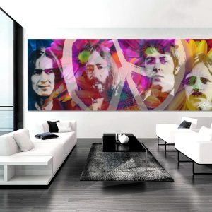 Beatles Art Pop Painting Flower Mixed Media Large Canvas Acrylic Original for Collectors